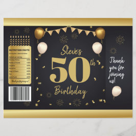 Milestone Birthday Gold Black Chip Bag Wrappers チラシ