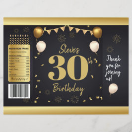 Milestone Birthday Gold Black Chip Bag Wrappers チラシ