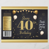 Milestone Birthday Gold Black Chip Bag Wrappers チラシ (正面)