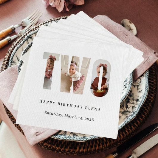 Milestone Birthday Photo Collage Party Napkins スタンダードカクテルナプキン