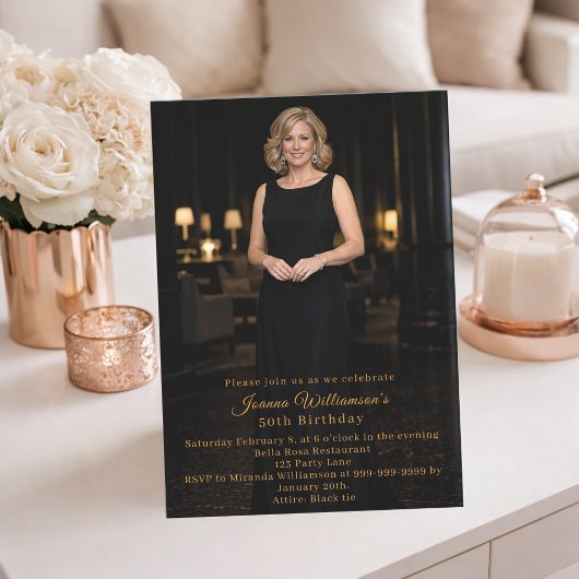 Milestone birthday photo elegant 招待状