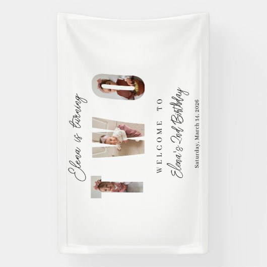 Milestone Birthday Photo Typography Banner 横断幕 (縦)