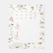 Milestone Blanket Girl Custom Name Blanket Wildflo フリースブランケット (正面)