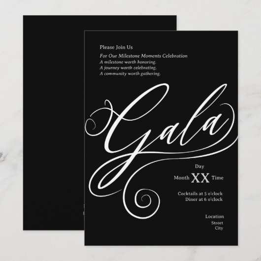 Milestone Gala Invitation 招待状 (正面/裏面)