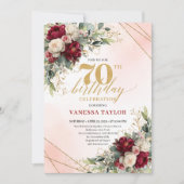 Milestone Gold Floral 70th Birthday Party Invites 招待状 (正面)