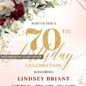 Milestone Gold Floral 70th Birthday Party Invites 招待状