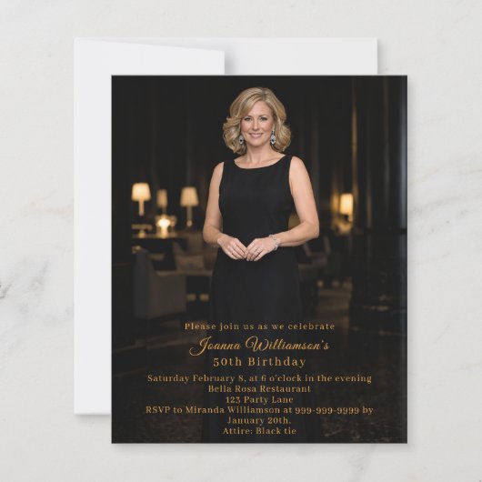 Milestone gold photo birthday invitation (正面)