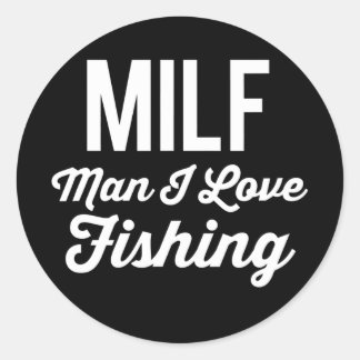 MILFマンIラブ魚釣りおもしろい魚釣り漁師 ラウンドシール