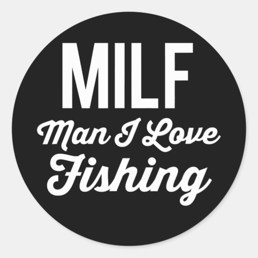 MILFマンIラブ魚釣りおもしろい魚釣り漁師 ラウンドシール (正面)