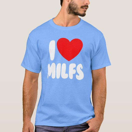 MILF大好き 赤いハート ラブ ホットママ MILF大好き Tシャツ (正面)