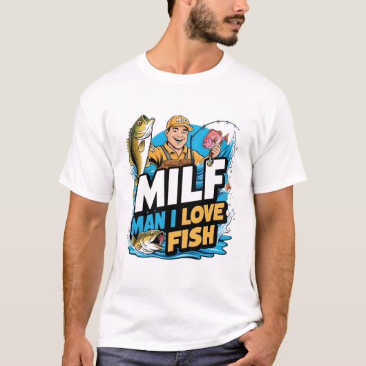 MILF男I愛する魚のメンスおもしろい Tシャツ (正面)