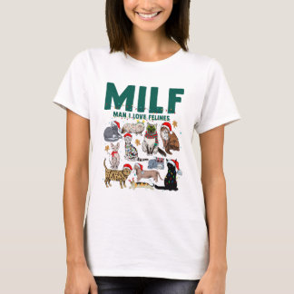 MILF Man I Love猫科の動物猫クリスマス Tシャツ