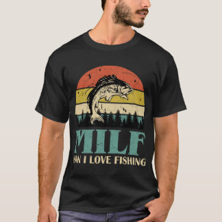 milf man i love魚釣りレトロヴィンテージサンセットおもしろい tシャツ