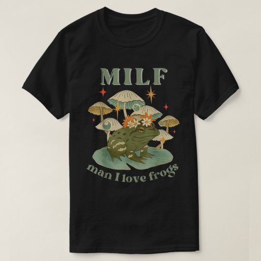 MILF Man I Love Frogs レトロ コテージコア Tシャツ (デザイン正面)
