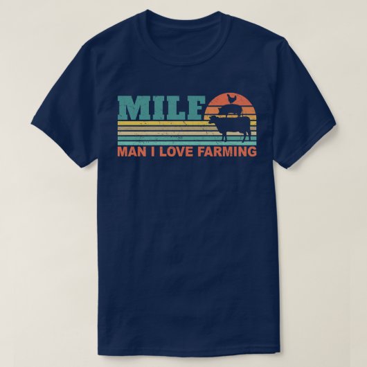 MILFMan I Love Farming Funny Farmer Farming Retro Tシャツ (デザイン正面)