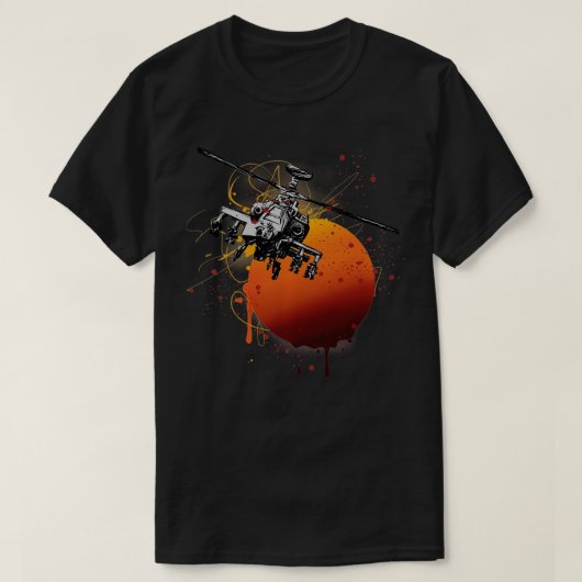 Military Aircraft AH64 Apache Helicopter Aviator g Tシャツ (デザイン正面)