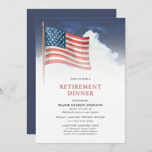 Military American Flag Retirement 招待状 (正面/裏面)