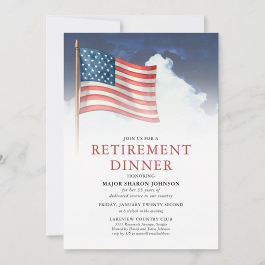 Military American Flag Retirement 招待状 (正面)