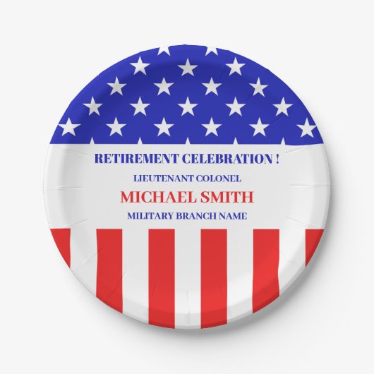 Military Army or Patriotic Theme Retirement Party ペーパープレート (正面)