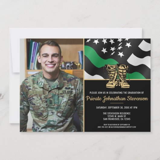 Military Basic Training Graduation Patriotic Photo 招待状 (正面)