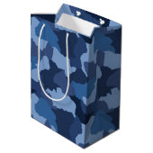 Military Blue Camouflage Custom Merry Christmas ミディアムペーパーバッグ (裏面アングル)
