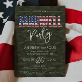Military Camo American Flag Photo Farewell Party 招待状