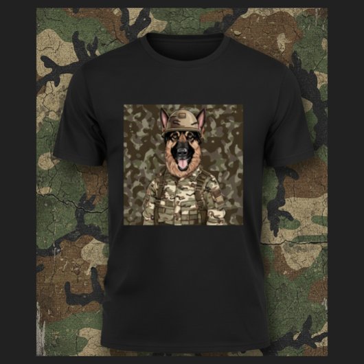 Military Camo German Shepherd Tシャツ