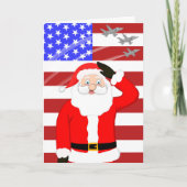 Military Christmas Santa Claus Saluting  カード (正面)