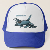 Military fighter jet plane cartoon キャップ (正面)