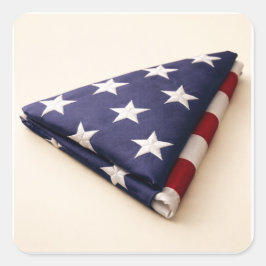 Military Folded American Flag Patriotic スクエアシール