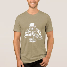 Military Gamer Skull Helmet Design T-Shirt トライブレンドＴシャツ
