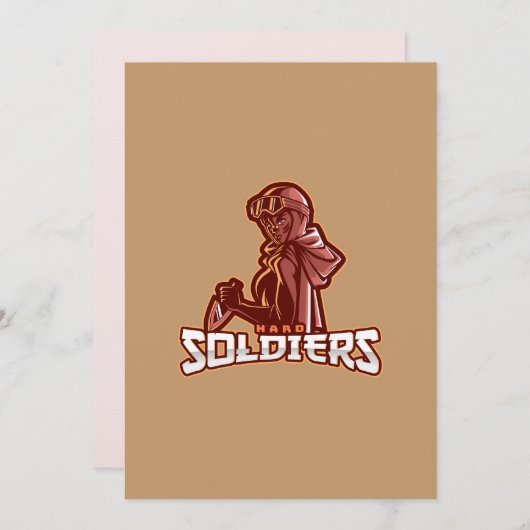 Military Gaming Emblem | Heroic Warrior Logo 招待状 (正面/裏面)