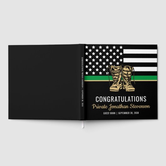 Military Graduation Thin Green Line Flag Army ゲストブック (全面)