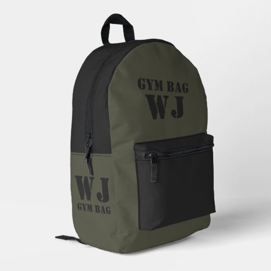 Military Green Gym Bag Custom Name プリントバックパック (裏面左端)