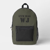 Military Green Gym Bag Custom Name プリントバックパック (正面)