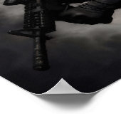 Military Green Line Tribute Smoke American Flag ポスター (角)