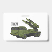 Military missile truck cartoon illustration  バッジ (裏面)