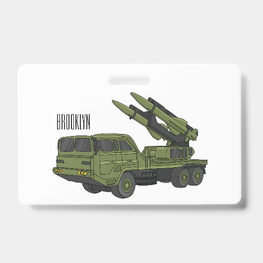Military missile truck cartoon illustration  バッジ (正面)