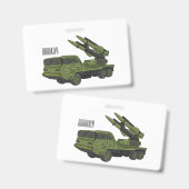 Military missile truck cartoon illustration  バッジ (正面＆裏面)