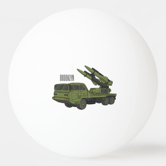 Military missile truck cartoon illustration 卓球ボール (正面)