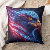 Military Patriotic Neon Eagle Artwork クッション (ブランケット)