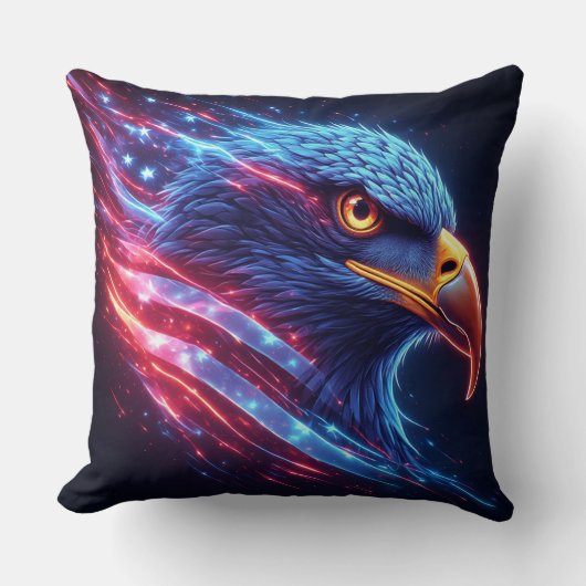 Military Patriotic Neon Eagle Artwork クッション (正面)