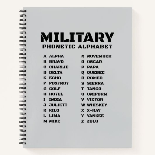 Military Phonetic Alphabet – グラフノート #2 ノートブック (正面)