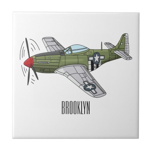 Military plane cartoon illustration タイル (正面)