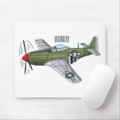 Military plane cartoon illustration マウスパッド (マウス)