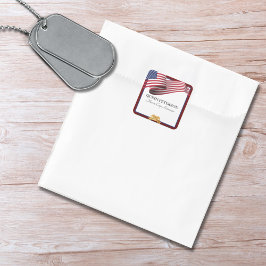 Military Retirement Flag Gold Crest スクエアシール