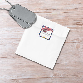 Military Retirement Flag Gold Crest スクエアシール