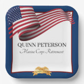 Military Retirement Flag Gold Crest ペーパープレート (正面)