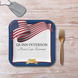 Military Retirement Flag Gold Crest ペーパープレート