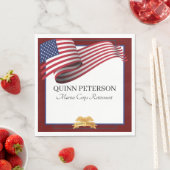 Military Retirement Flag Gold Crest Elegant スタンダードランチョンナプキン (インサイチュ)